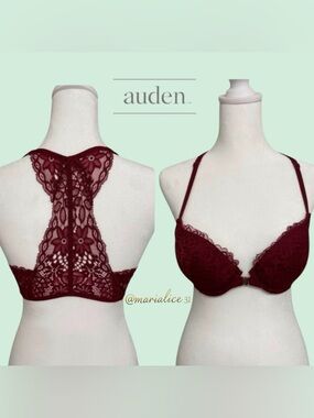 Beautiful AUDEN Lace Bra in Deep Burgundy, size 34B. EUC.